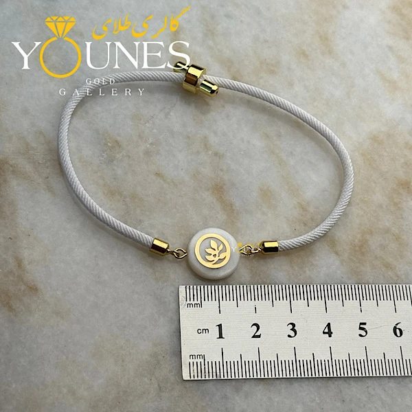 دستبند طلا سنگ صدف جوانه دایره ای کوچک